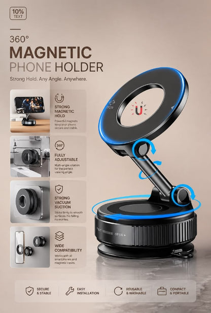 52mm Magnetic CPL Phone Camera Filter with Foldable Adjustable Mount – Anti-Glare Polarizing Lens for Smartphone Photography
